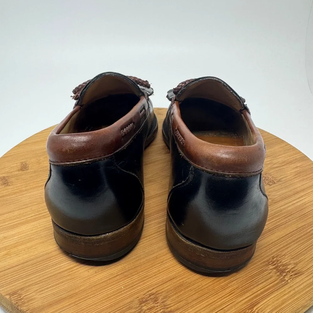 Allen Edmonds Mens 9.5 C Nashua Kiltie Tassel Loafers Black Brown Leather 47212